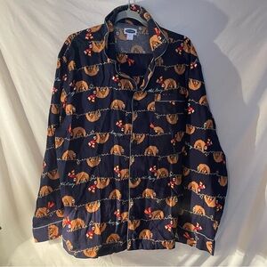 Old Navy Navy Blue Sloth Christmas  Pattern size XL TOP & bottom 
Excellent cond
